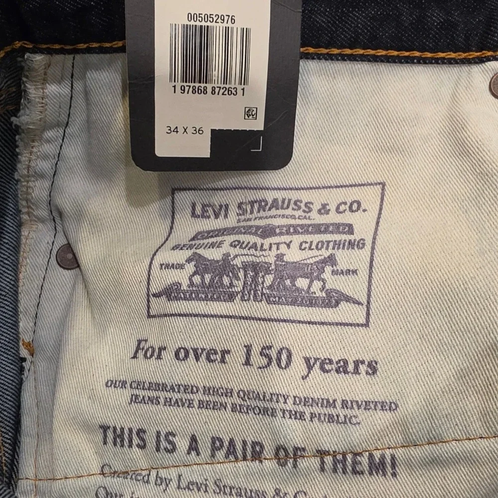 Levis Mens Premium 505 Regular Fit Jeans Dark Indigo Selvedge Denim 34x36
